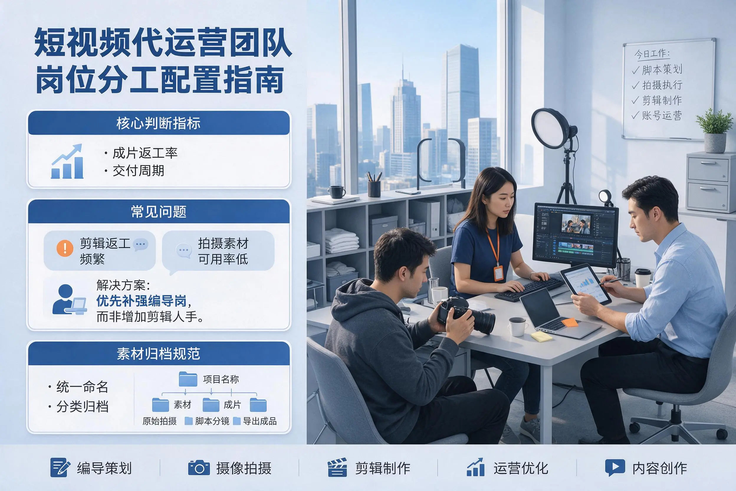 短视频代运营团队如何配置?合肥企业岗位分工科普说明