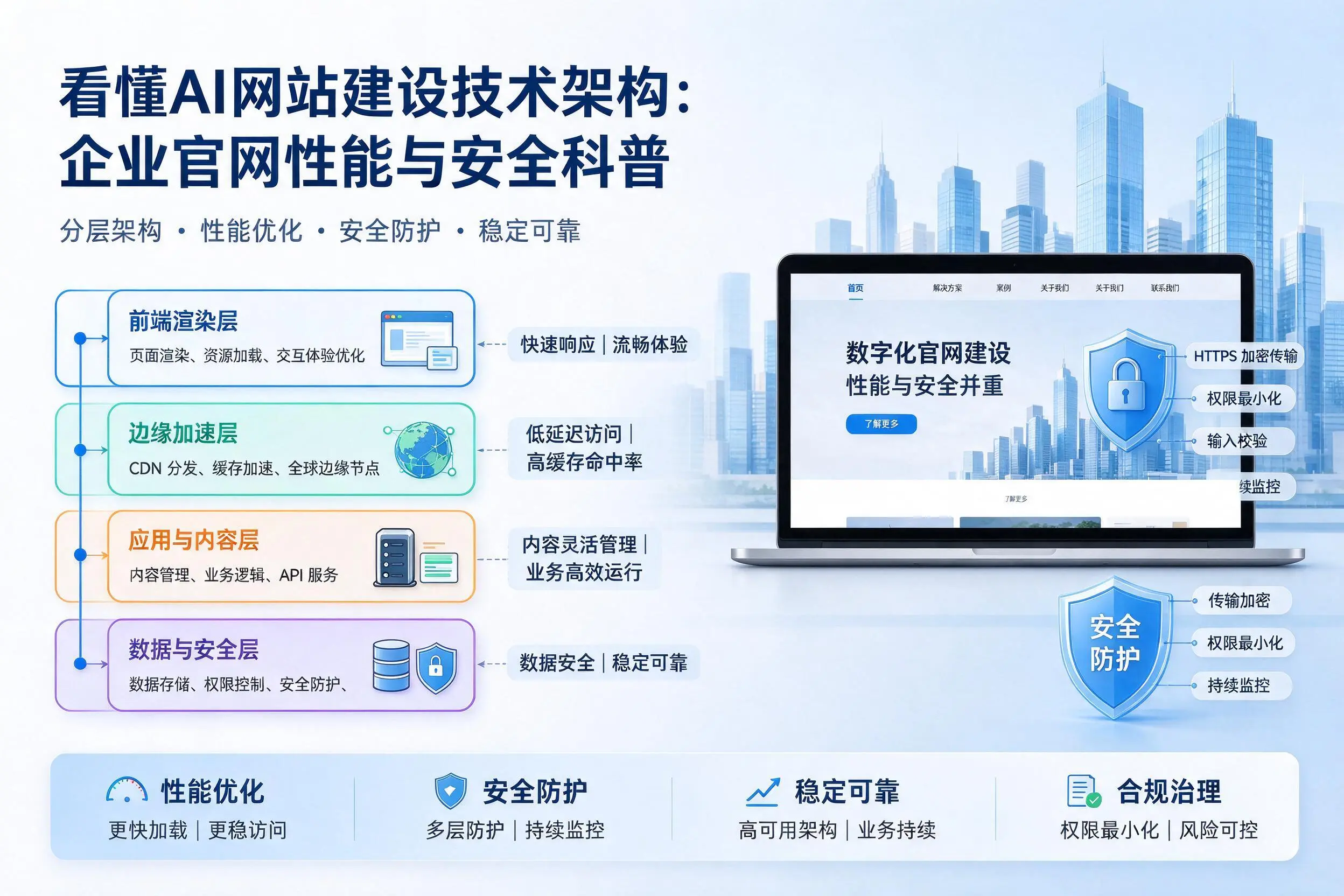 看懂AI网站建设技术架构：合肥企业官网性能与安全科普