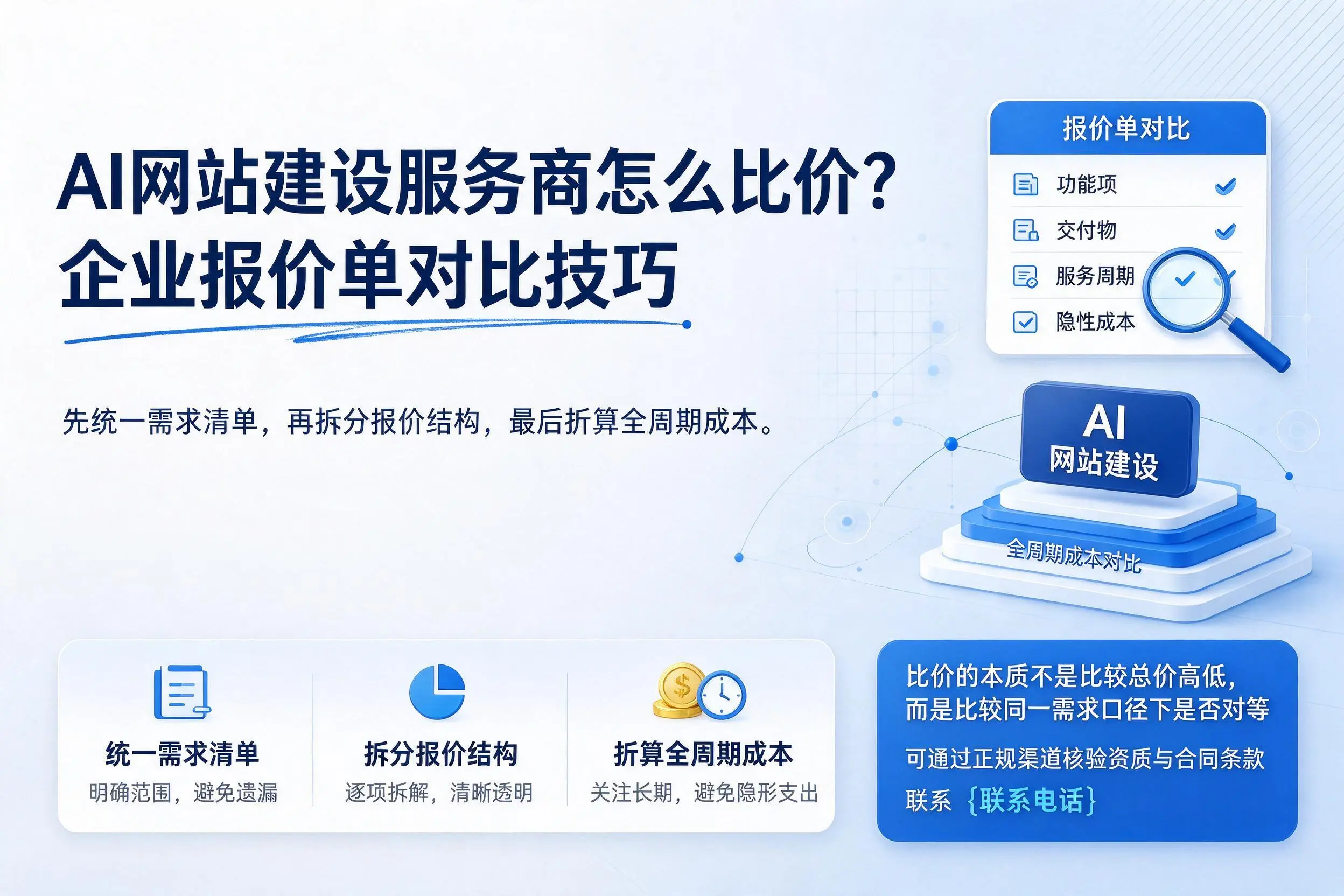 AI网站建设服务商怎么比价？合肥企业报价单对比技巧